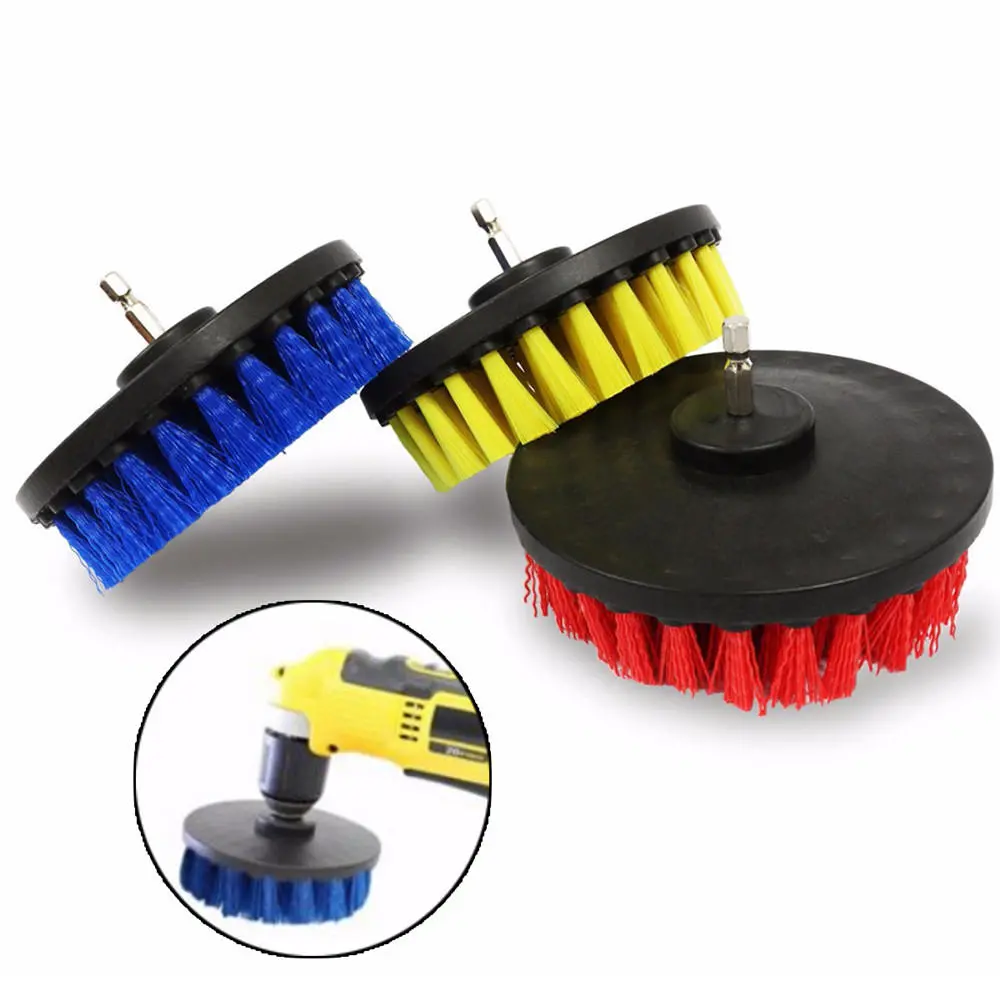 DEWALT 5 Inch Drill Brush Set - Red/Yellow/Blue Bristles for Dust Removal & Cleaning