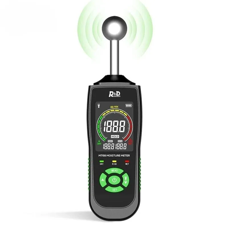 R&D MT68 Digital Wood Moisture Meter | Pinless Non-Contact Damp Detector