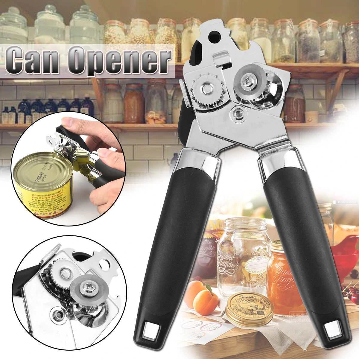Manual Side Cut Can Opener - Handheld Tin & Drink Lid Opener Kitchen Tool