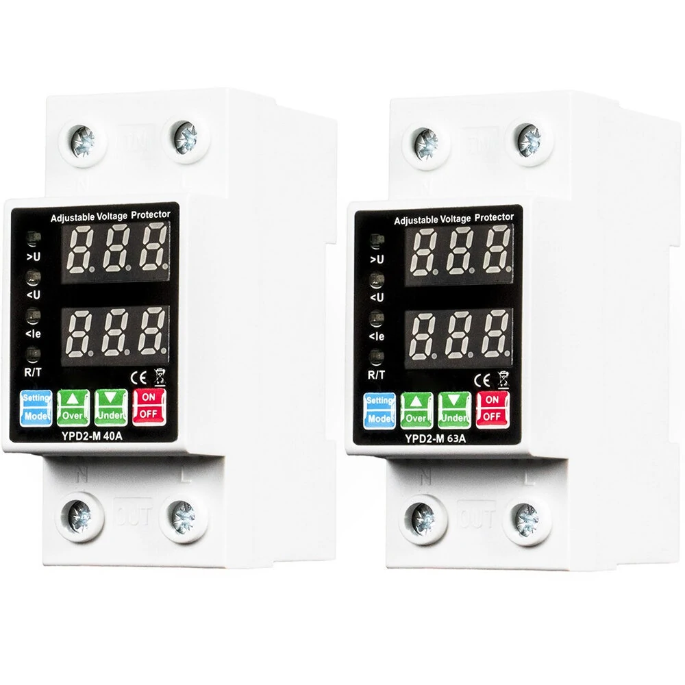 40A-63A Automatic Reclosing Protector | Over/Under Voltage & Overcurrent Protection | Dual Digital Display