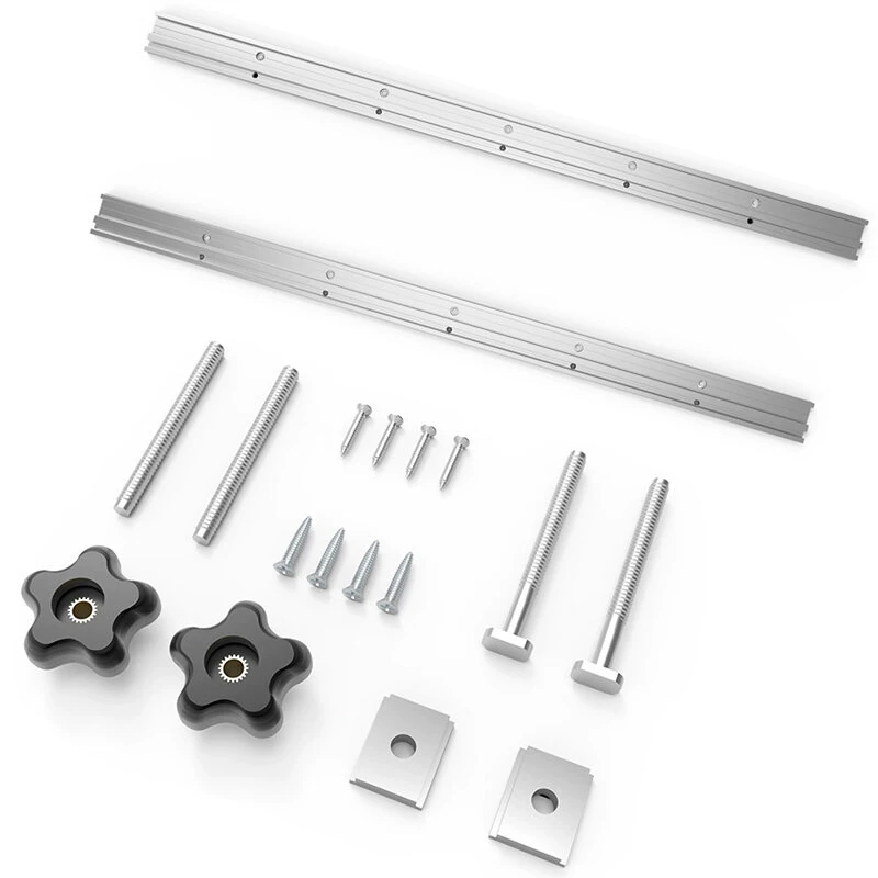 Aluminum Alloy 2-in-1 T-Track & Miter Slot Rails | Universal Combo with Accessories