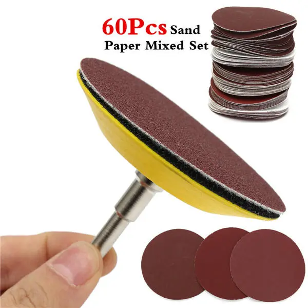 60pcs Sand Paper Mixed Set - 3 Inch Hook and Loop Sanding Pad Abrasives