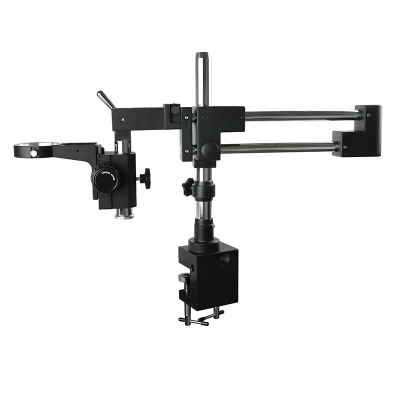 Double Boom Stand | Dual Arms Industrial Stereo Microscope Holder with 76mm Focus Ring