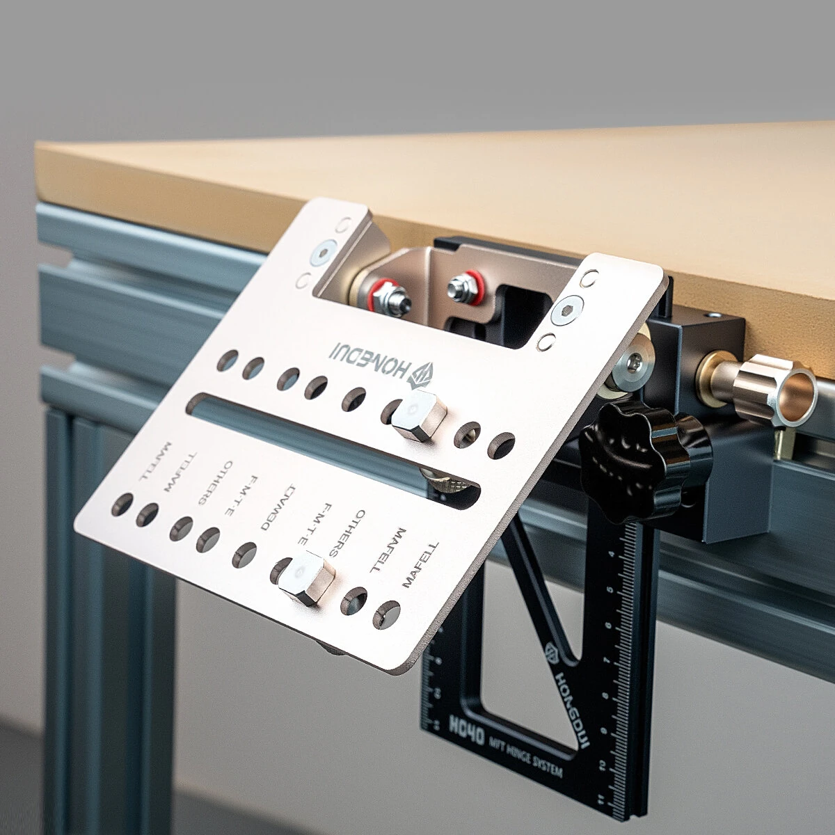 HONGDUI H040 Benchtop Hinge System - Universal Aluminum & Stainless Steel - T-Slot Compatible for Router Tables