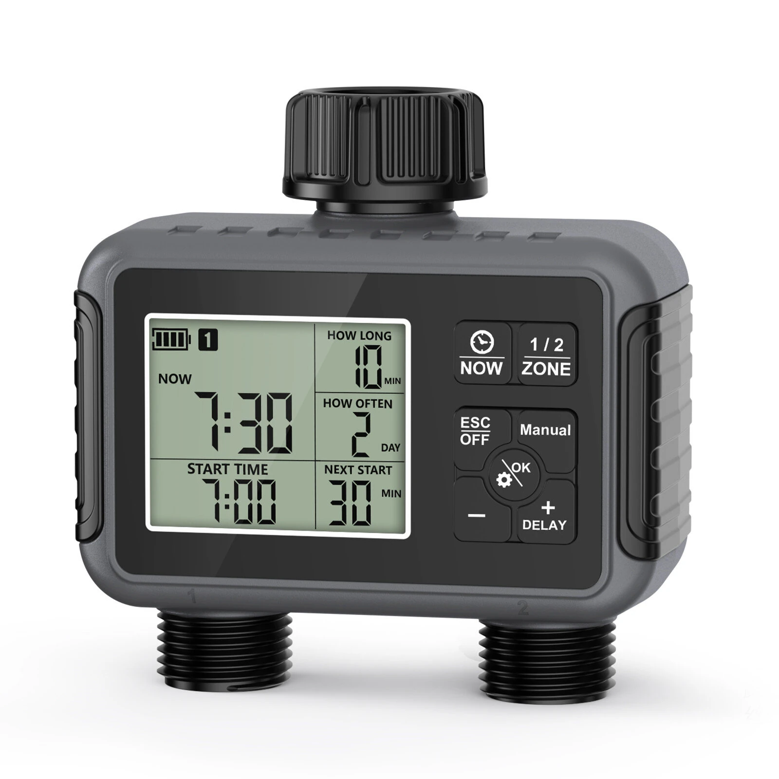 SGW07M Automatic Watering Timer - 2 Outlet Garden Controller - ABS UV Resistant IP55