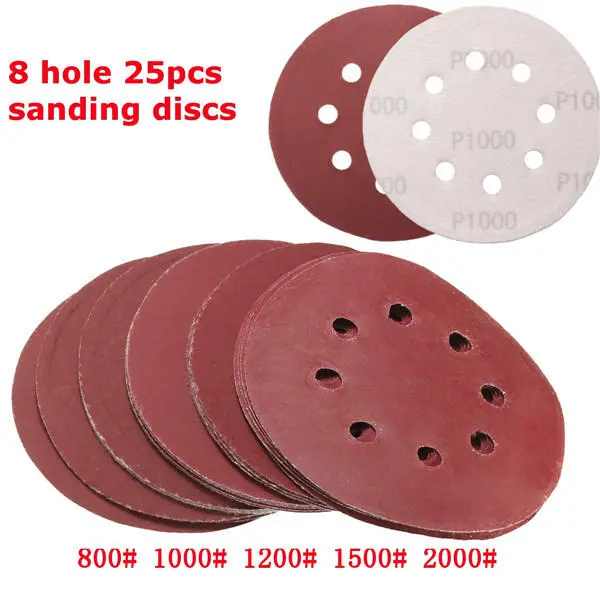 BrandName 5-Inch 8-Hole Abrasive Sanding Discs 800-2000 Grit Sand Paper 25pcs