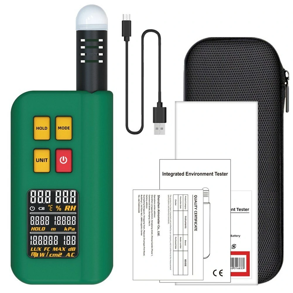 BSIDE GX1 4-in-1 Tester - Ambient Temperature, Humidity, Light & Noise Meter