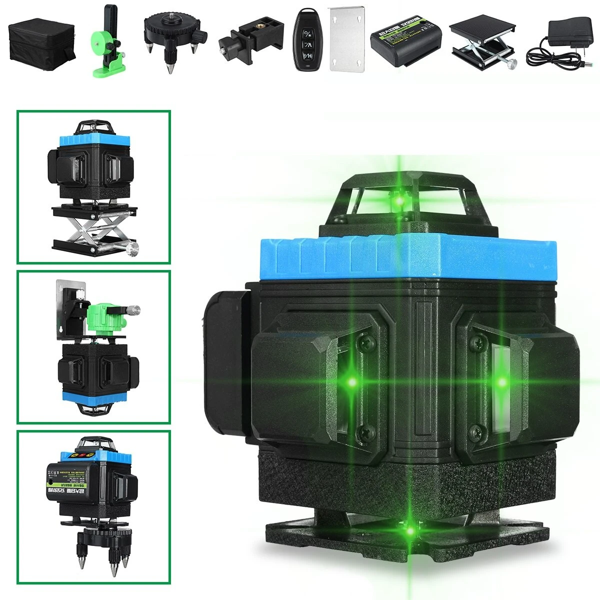 360° Green Laser Level - 8/12/16 Line Cross Line - Horizontal & Vertical Level
