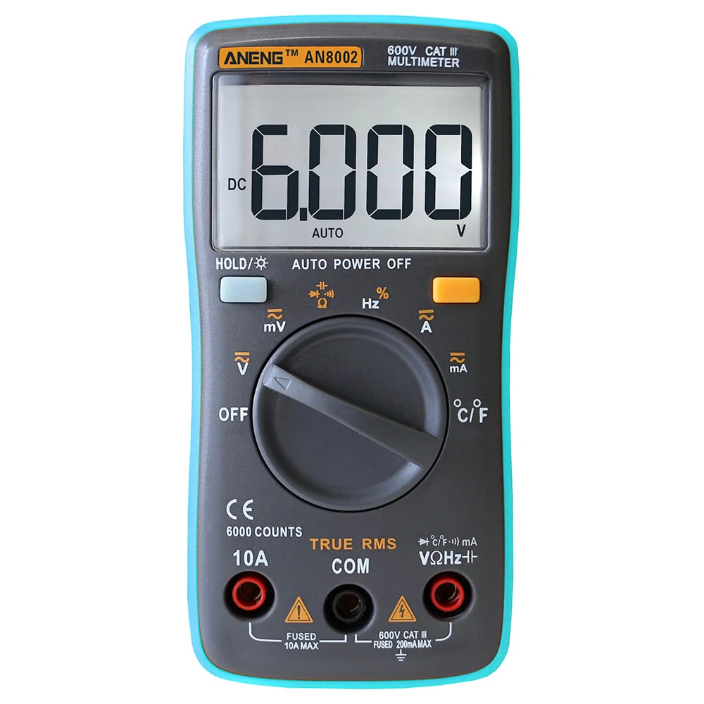 ANENG AN8002 True RMS Multimeter - 6000 Counts | AC/DC Voltage, Current, Temp