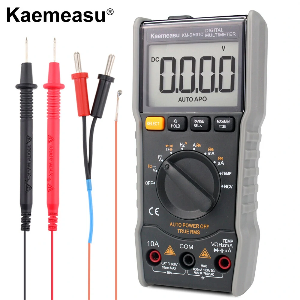 Kaemeasu KM-DM01C Portable Digital Multimeter | Auto-Ranging, Measures AC/DC Voltage, Current, Resistance, Capacitance & Temperature