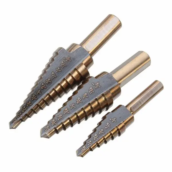 M7 HSS Step Drill Bit Set - 3 Piece | 3/16-7/8 Inch Range for Metal