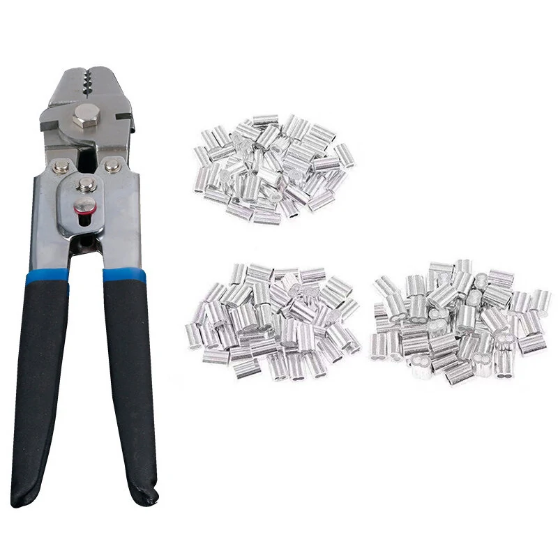 Wire Rope Crimping Tool & Swager Kit | 180Pcs Ferrules | 1.2-2mm Sleeves
