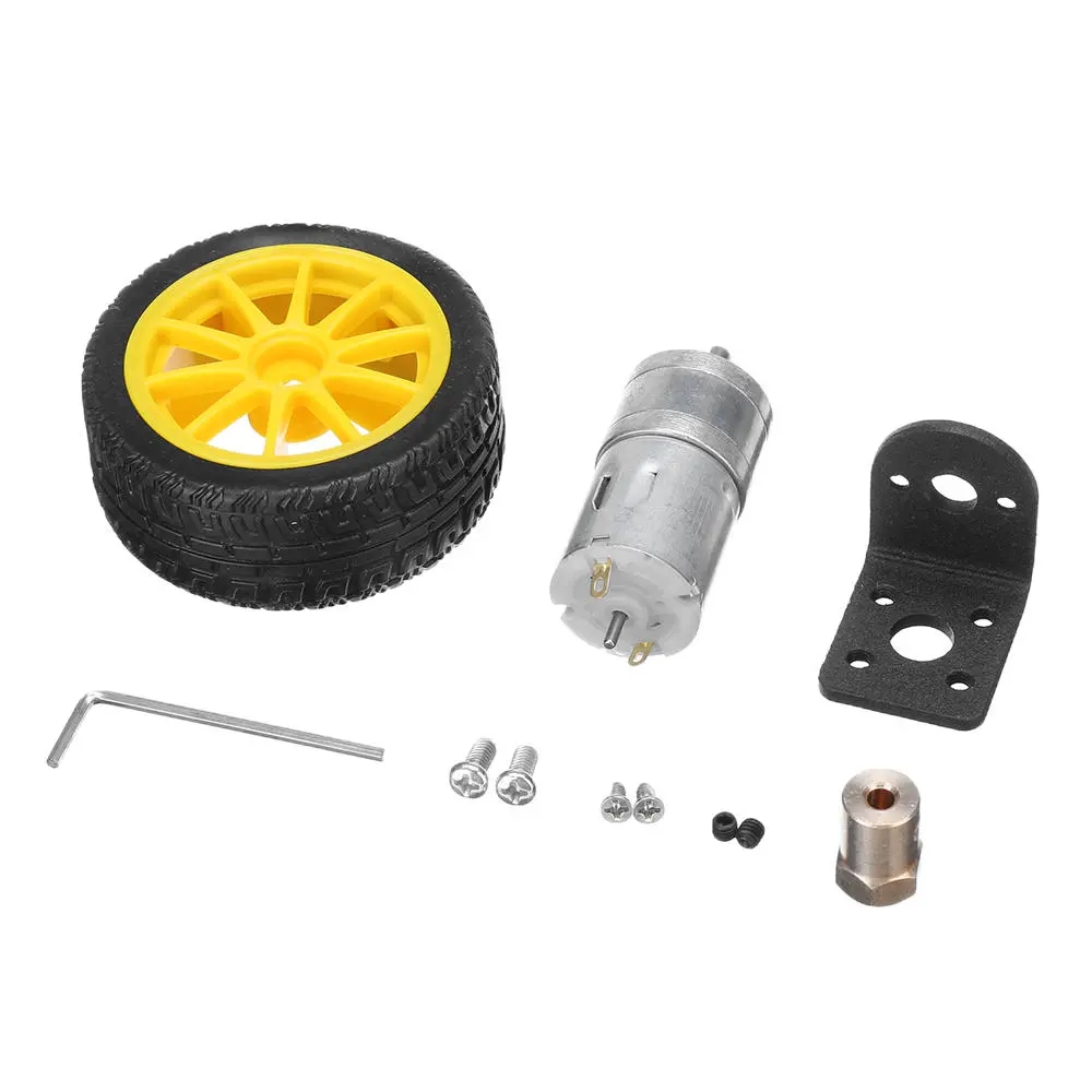 Chihai DC 7.4V Geared Motor - 340 or 550 RPM with Bracket & Wheel