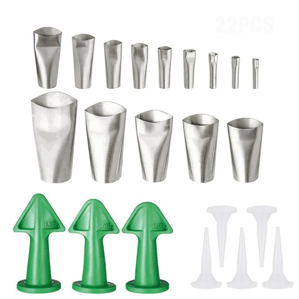 22Pcs Stainless Silicone Caulking Nozzles Set - Glue Grout Scraper & Finishing Tool Kit