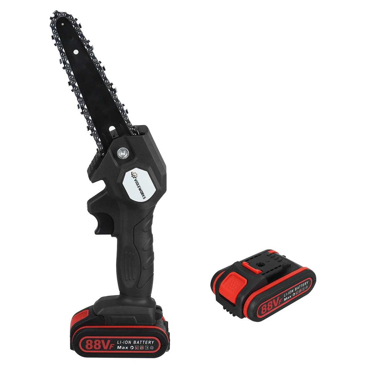 88VF Cordless Chain Saw - 1200W 6 Inch One-Hand Electric Saw with 2 Batteries