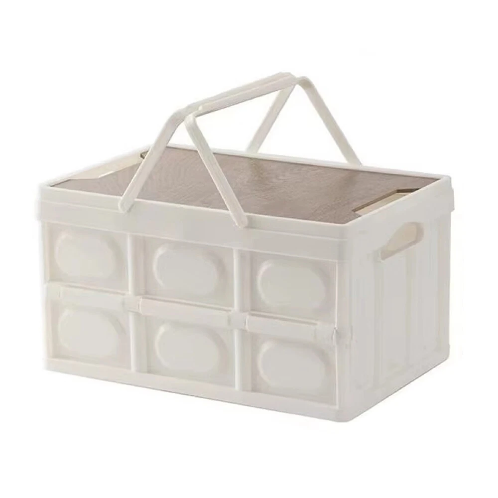 15L Folding Storage Box - White PP Material - Space-Saving Home Office Organization