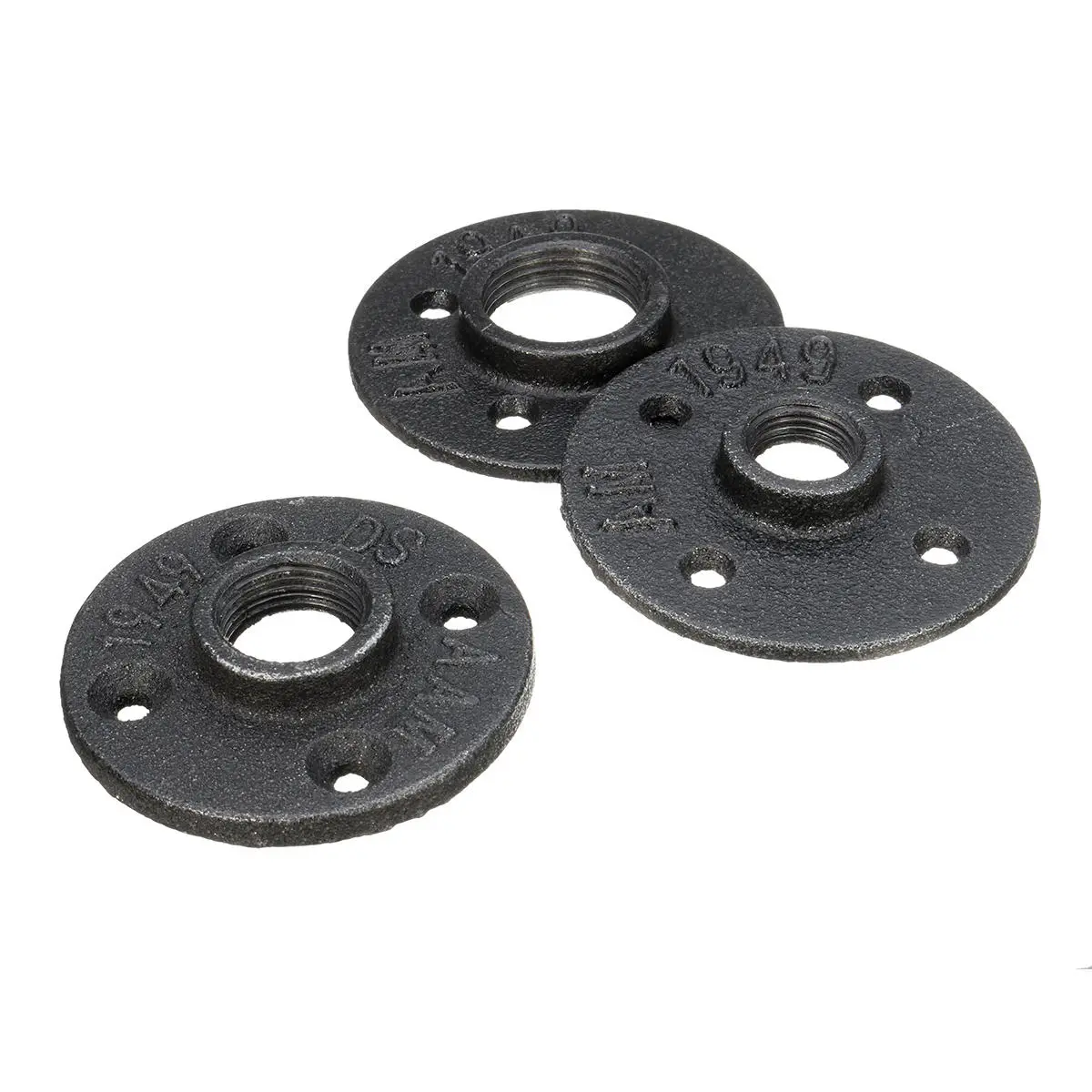 DN 15/20/25 Black Iron Pipe Floor Flange - Threaded Plumbing Fitting 4 Holes