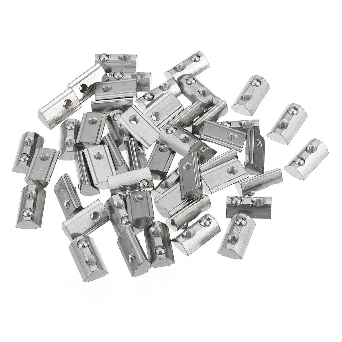 Drillpro 20 Series T Slot Spring Nut Kit - 50pcs Elastic Round Roll Nuts for Aluminum Profile