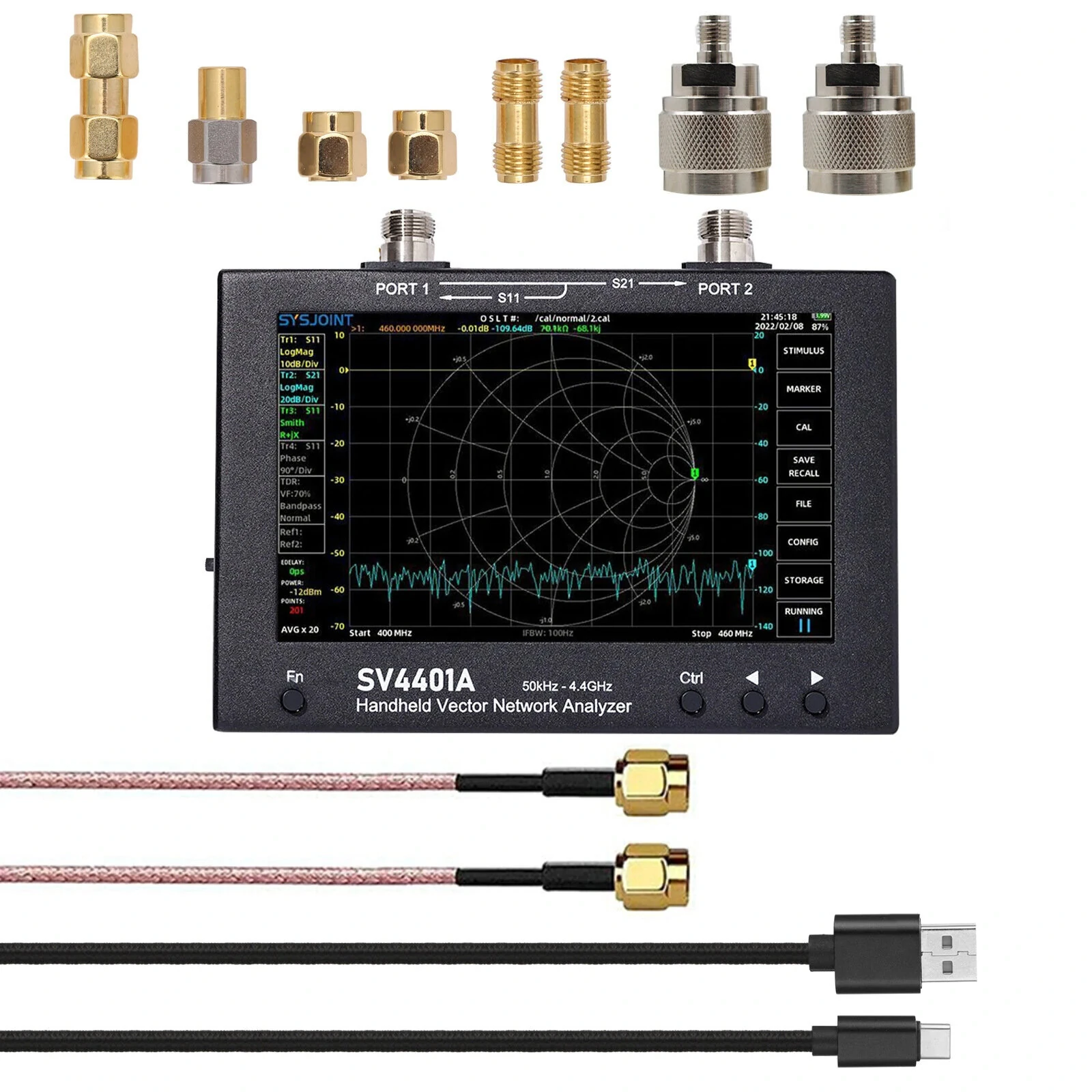 NanoVNA Vector Network Analyzer | 50KHz-4400MHz, 7 inch Touch Screen, 100dB Dynamic Range