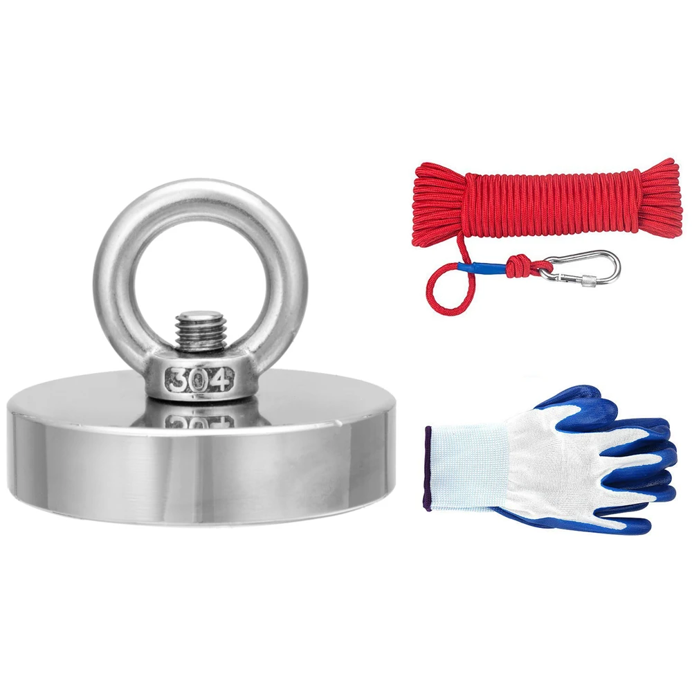 Neodymium Fishing Magnet 600KG - 35-600KG Salvage Magnet with 20M Rope & Gloves
