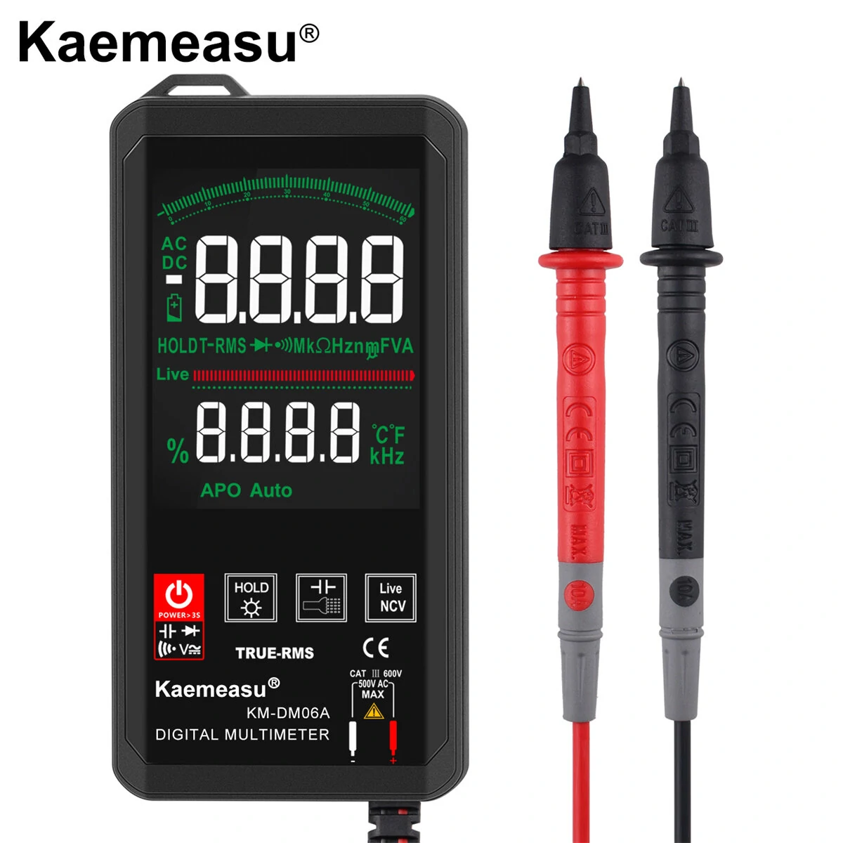 Kaemeasu KM-DM06A Digital Multimeter - 6000 Counts True RMS | Color Touch Screen