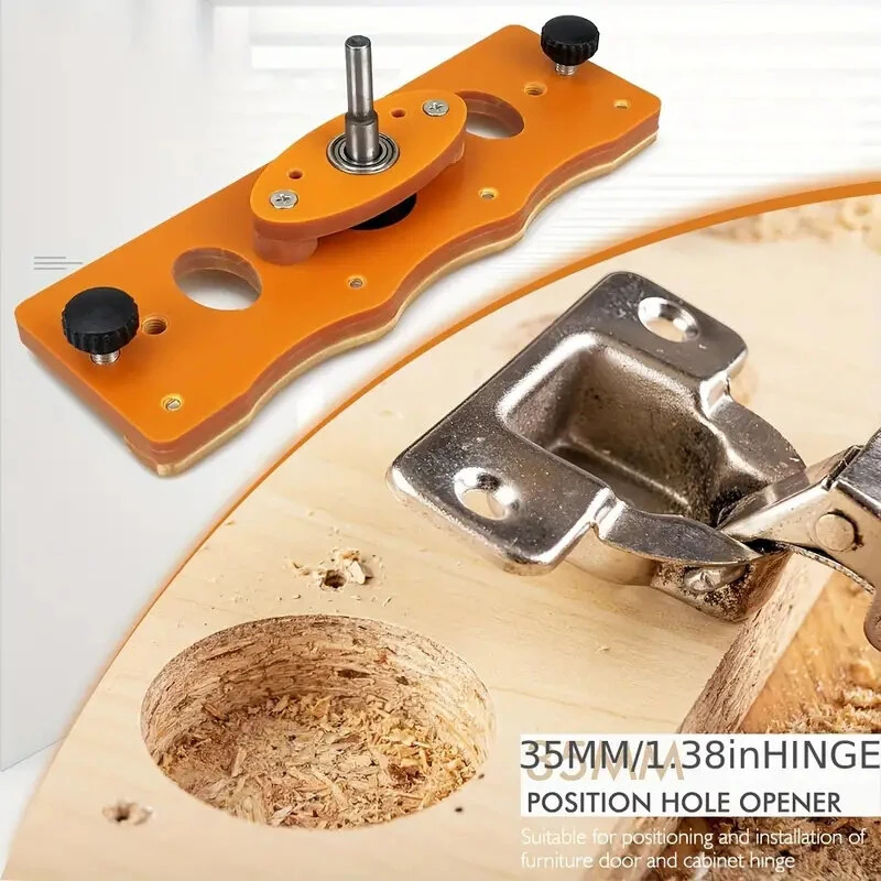 35mm Cabinet Door Hinge Drilling Guide Jig | Woodworking Tool with Low-Noise Bearing