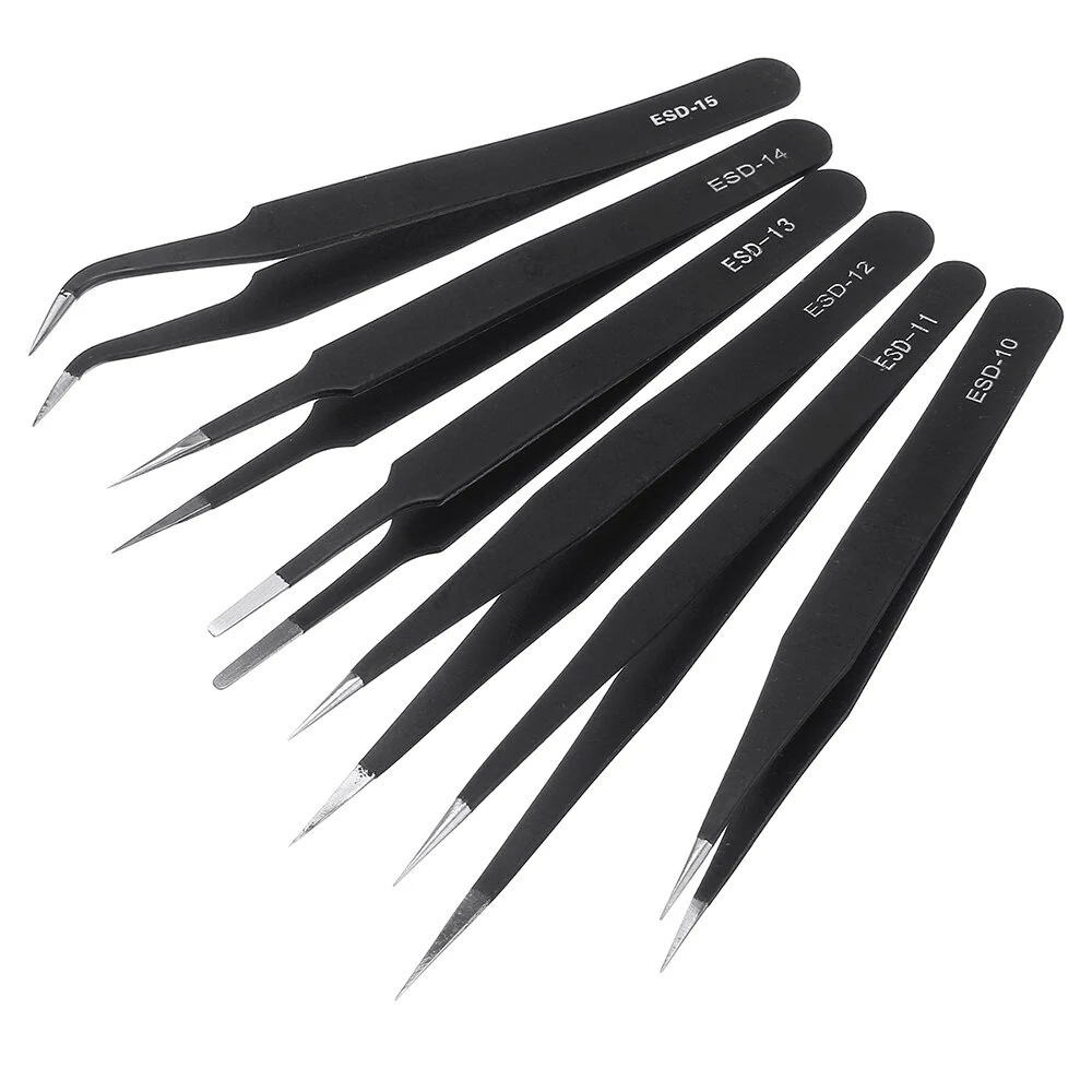 PARON ESD-10 Anti-static Curved Tip Forceps - Precision Soldering Tweezers