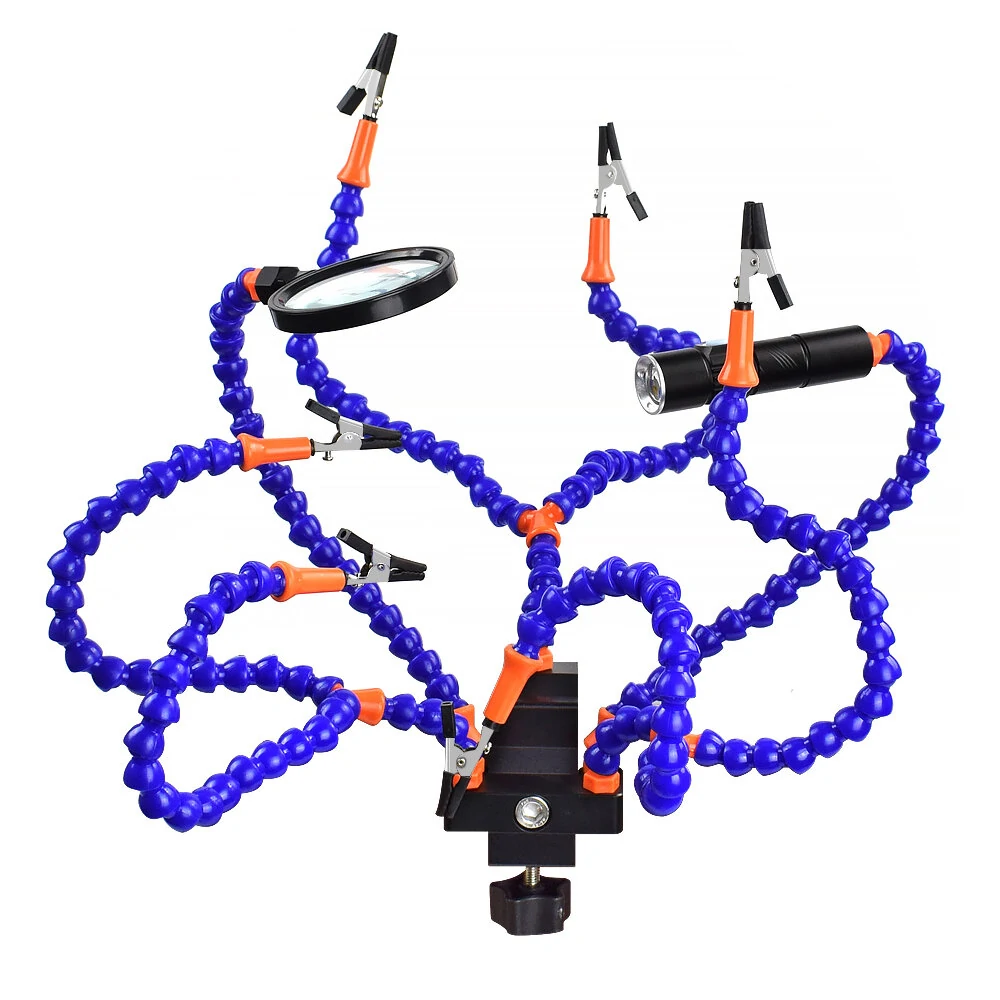 NEWACALOX Soldering Iron Holder with 3X-5X Magnifying Glass & USB LED Light | Welding Repair Tool