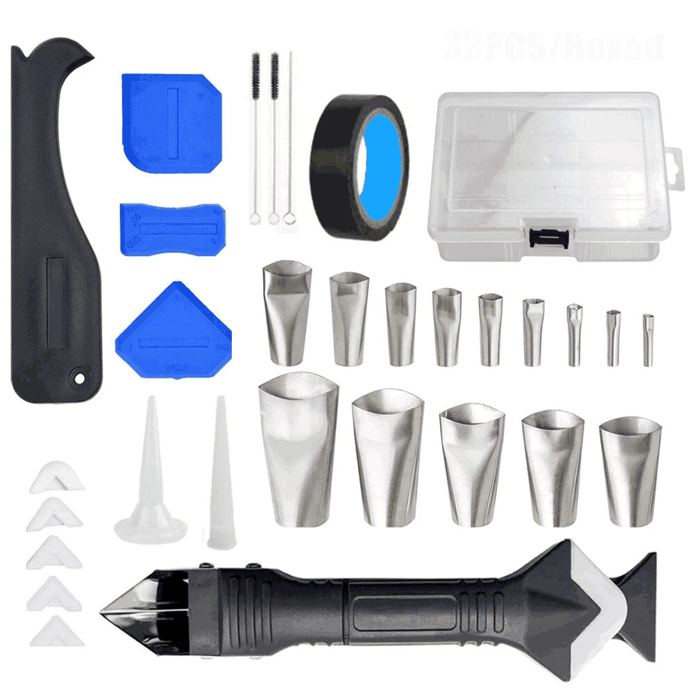 32Pcs Caulking Nozzle & Grout Scraper Kit - Reusable Sealant Finishing Tool