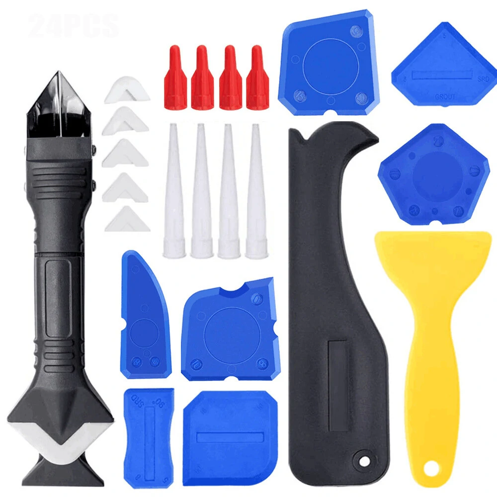 24Pcs Silicone Sealant Remover Tool Kit - Grout Scraper & Caulking Applicator for Kitchen Bathroom Sink