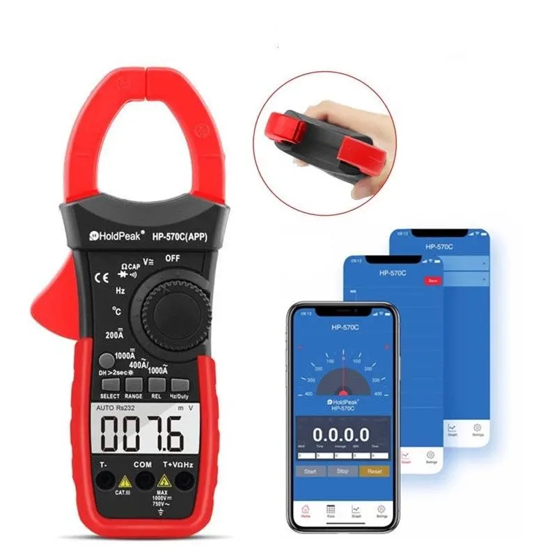 HoldPeak HP-570C Digital Clamp Meter | 1000A AC/DC | APP Data Logging