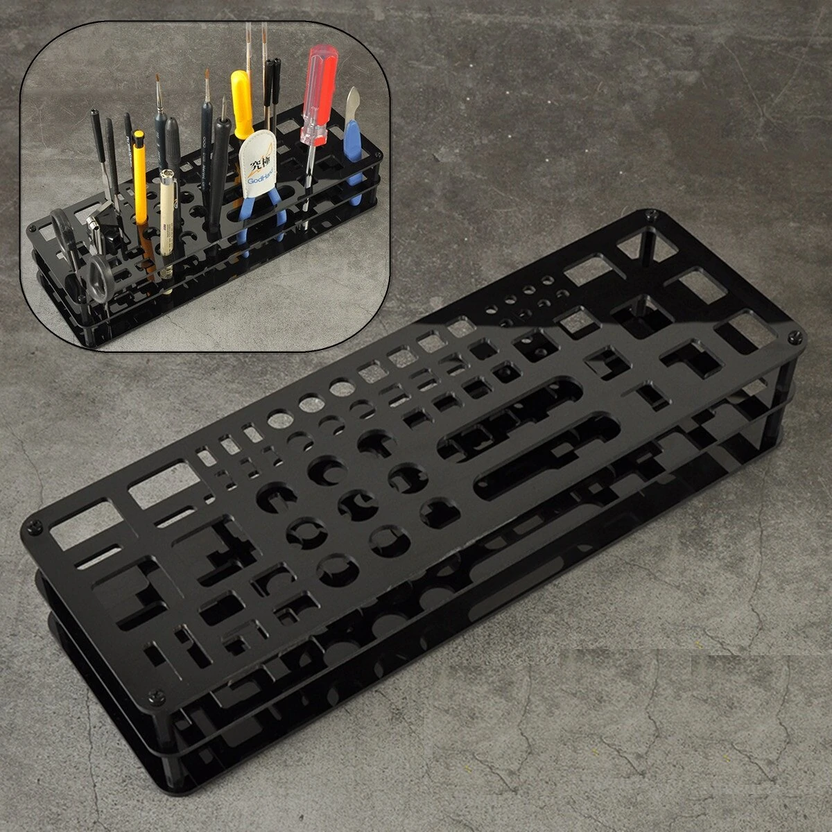 Desktop Tool Storage Box Organizer | Screwdriver & Tweezer Rack for Electronic Components