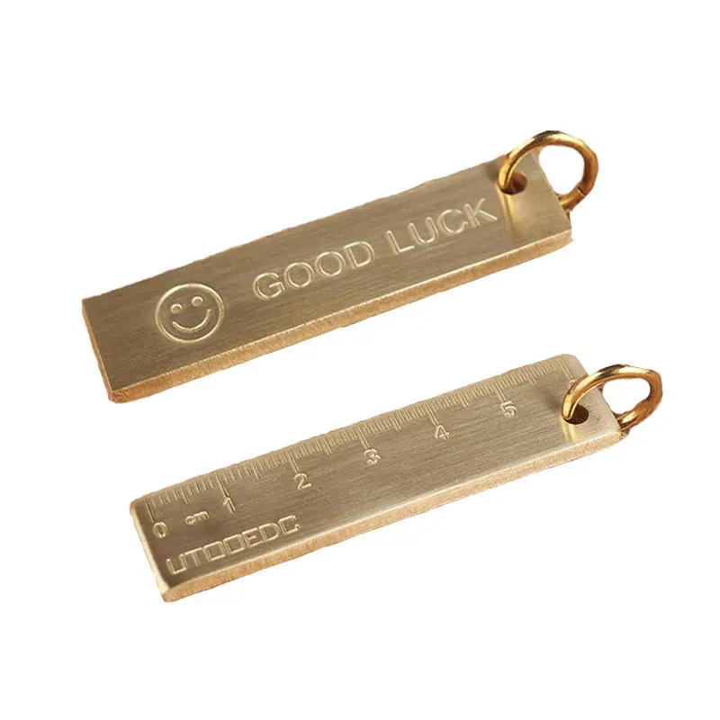 Copper Good Luck Ruler Keychain | 60mm EDC Key Ring & Measuring Tool