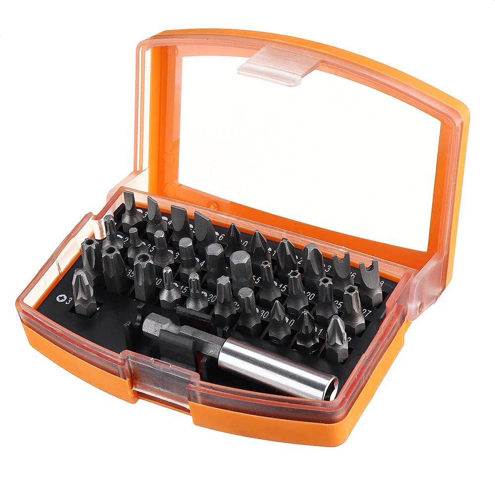 Hilda 32pc Screwdriver Bit Set - Torx, Hex & Star Bits with Holder Rod