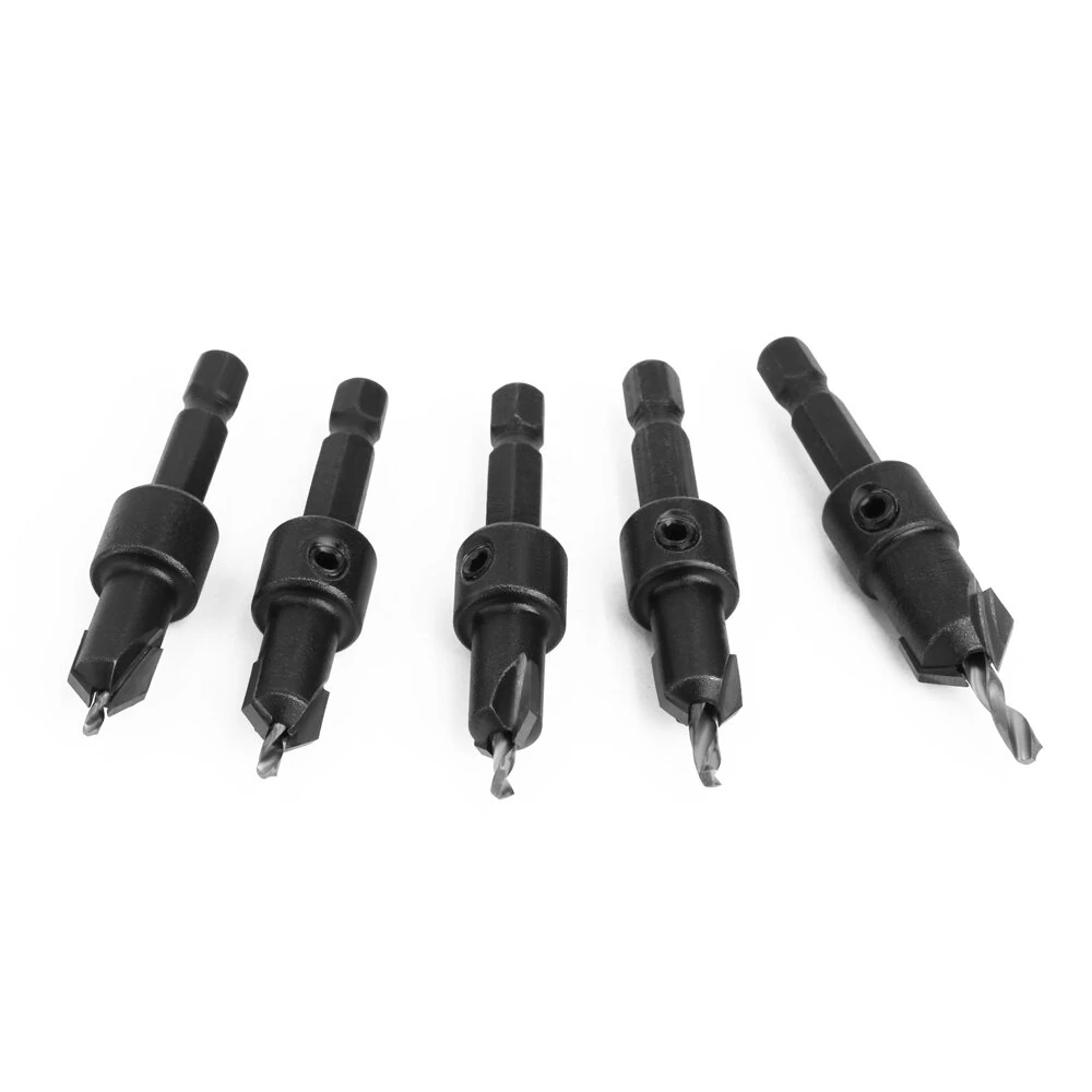 LAVIE 1/4 Hex Shank HSS Countersink Bit Set | Woodworking Router & Screw Extractor
