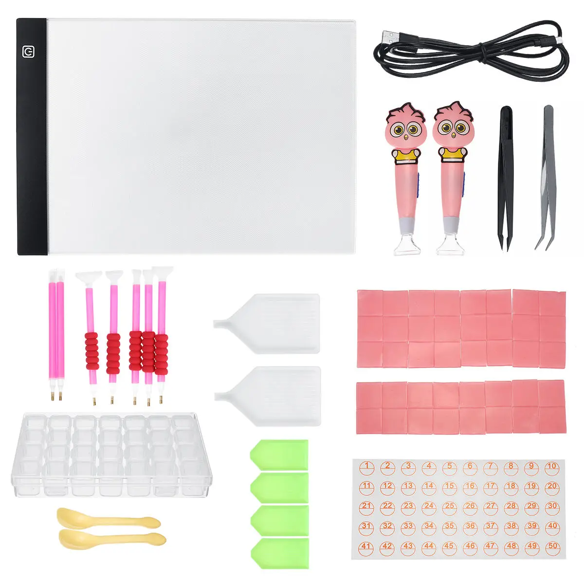 90Pcs LED Light Pad Board Stand Holder - Diamond Painting Tools Kit for DIY Embroidery