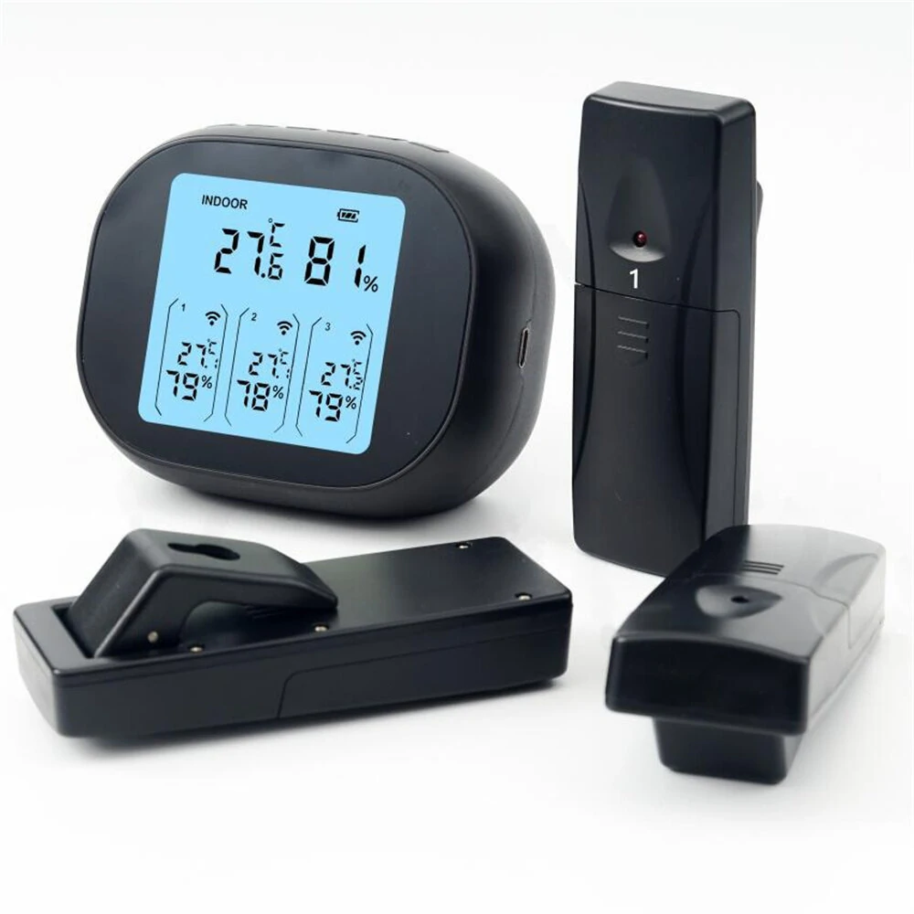 3-in-1 Wireless Hygrometer | Indoor Outdoor Temperature Humidity Gauge | 433Mhz 100m Range & USB Charging