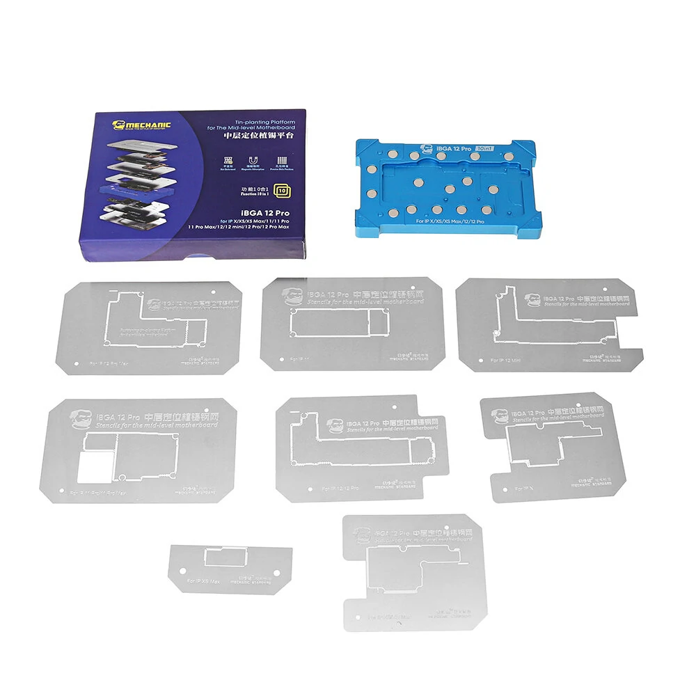 Mechanical Ibga 10-in-1 BGA Reballing Stencil | iPhone X XS 11Pro 12 Pro Max