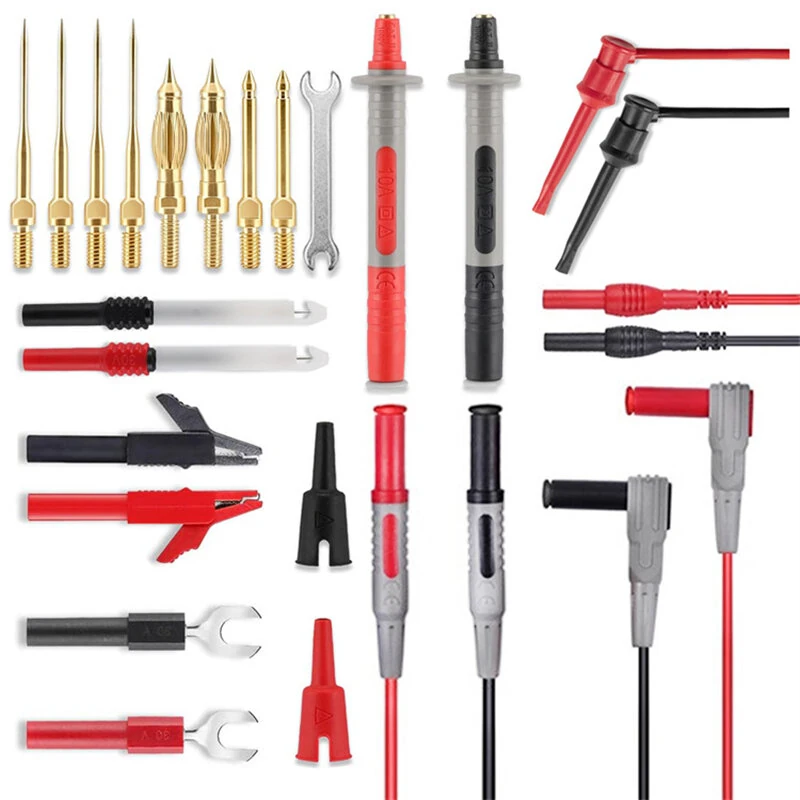 8018plus Multimeter Test Leads Kit - Gold Plated Probes & Alligator Clips