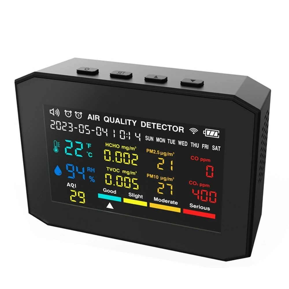 9in1 Portable Air Quality Meter - PM2.5 CO2 TVOC HCHO Tester | Temp & Humidity