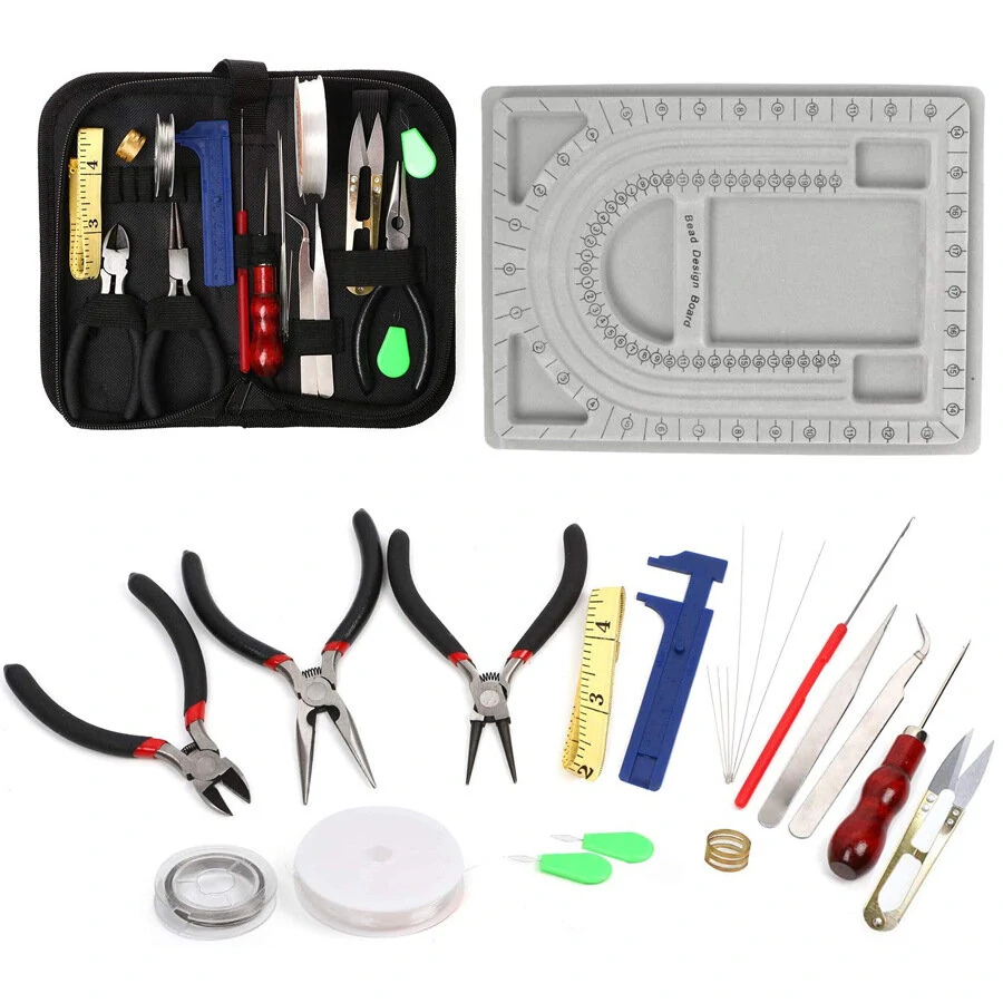 23PCS Leather Bag DIY Kit - Zipper Pliers Beading Needle Tools for Handmade Jewelry