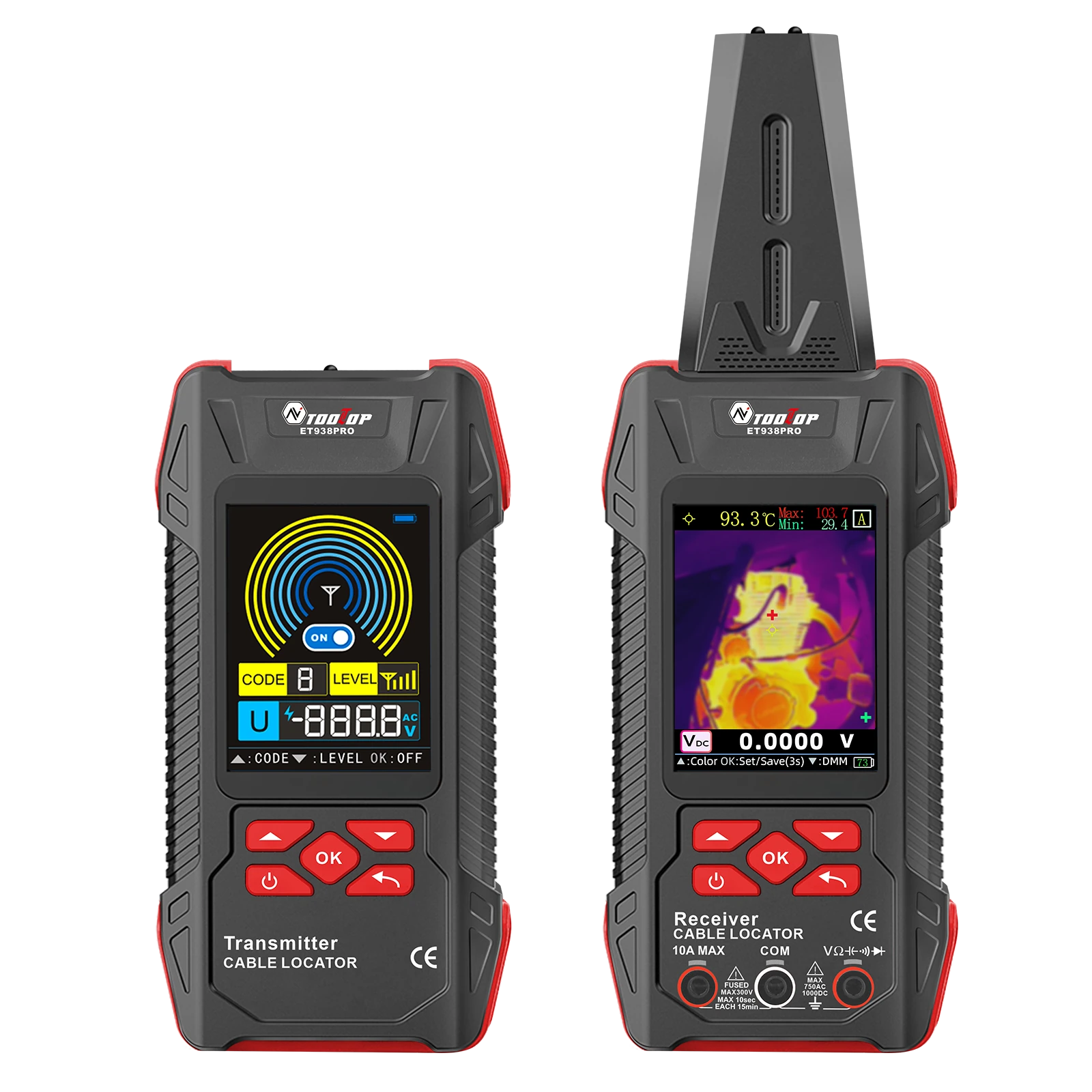 ET938PRO 3-in-1 Wire Locator - Infrared Thermal Camera & Multimeter | LCD Screen, Rechargeable, 2m Depth