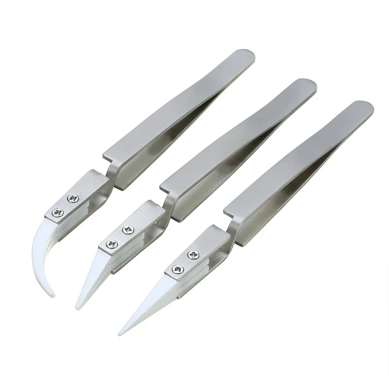 New Non Conductive Ceramic Tweezers - 3pcs Set | Heat Resistant 1000°C for SMD SMT IC
