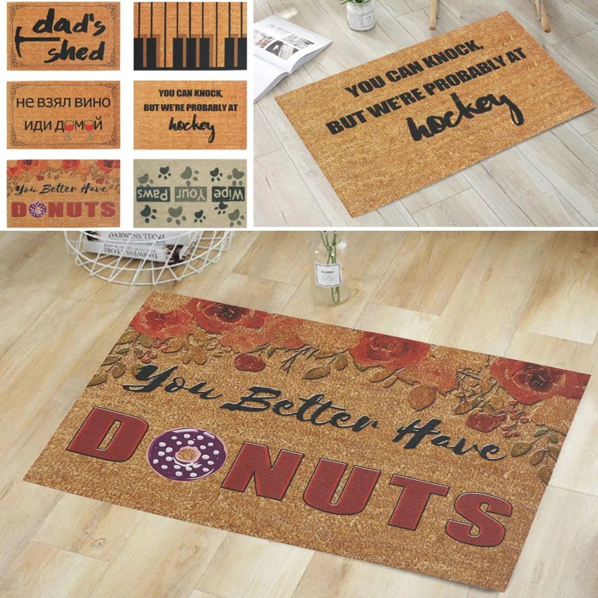 Non Slip Rubber Floor Mat - Waterproof Entrance Rug for Kitchen & Office - 45x75cm