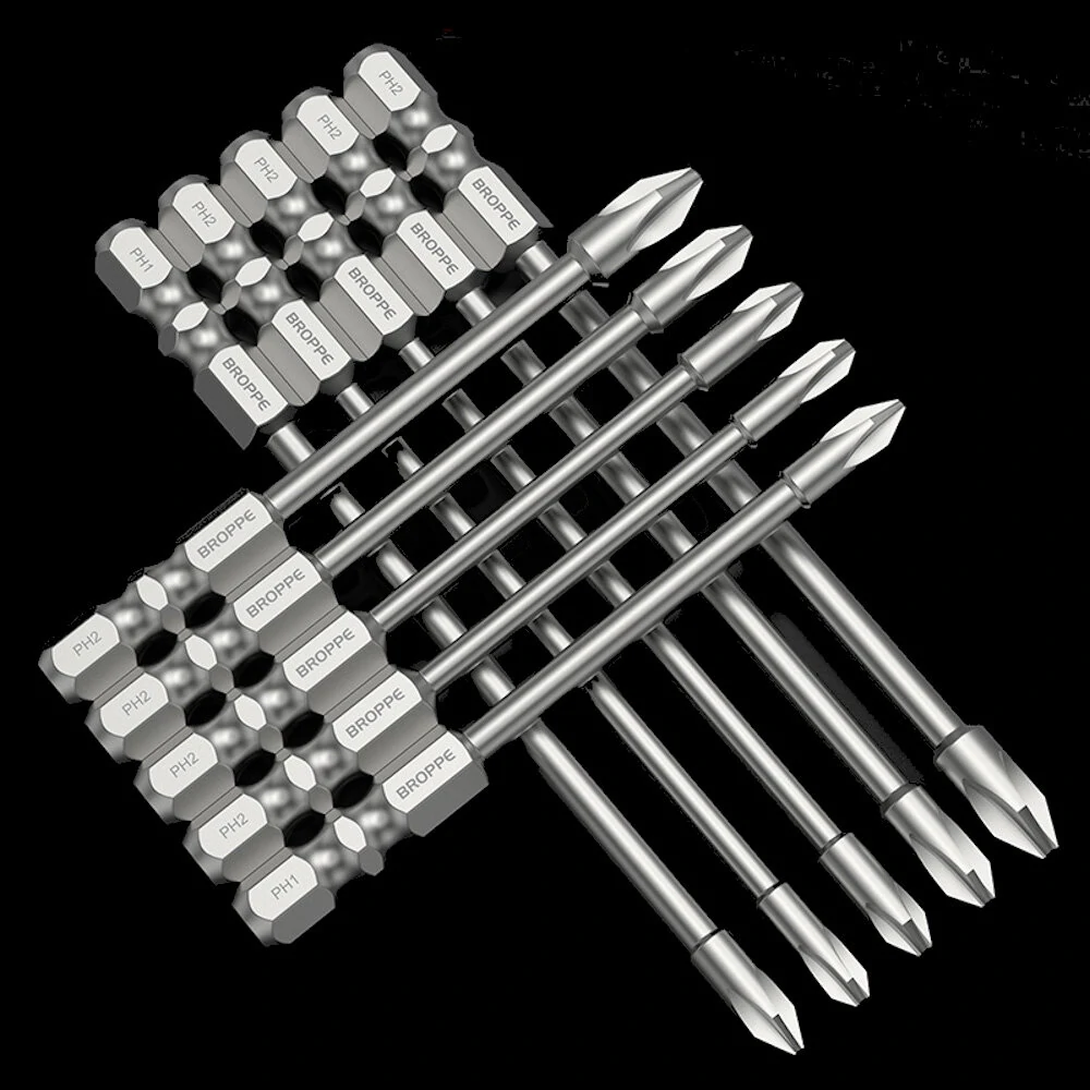 BROPPE 10Pcs 75mm Cross Bit Set | Magnetic Screwdriver Bits for Electric Drill
