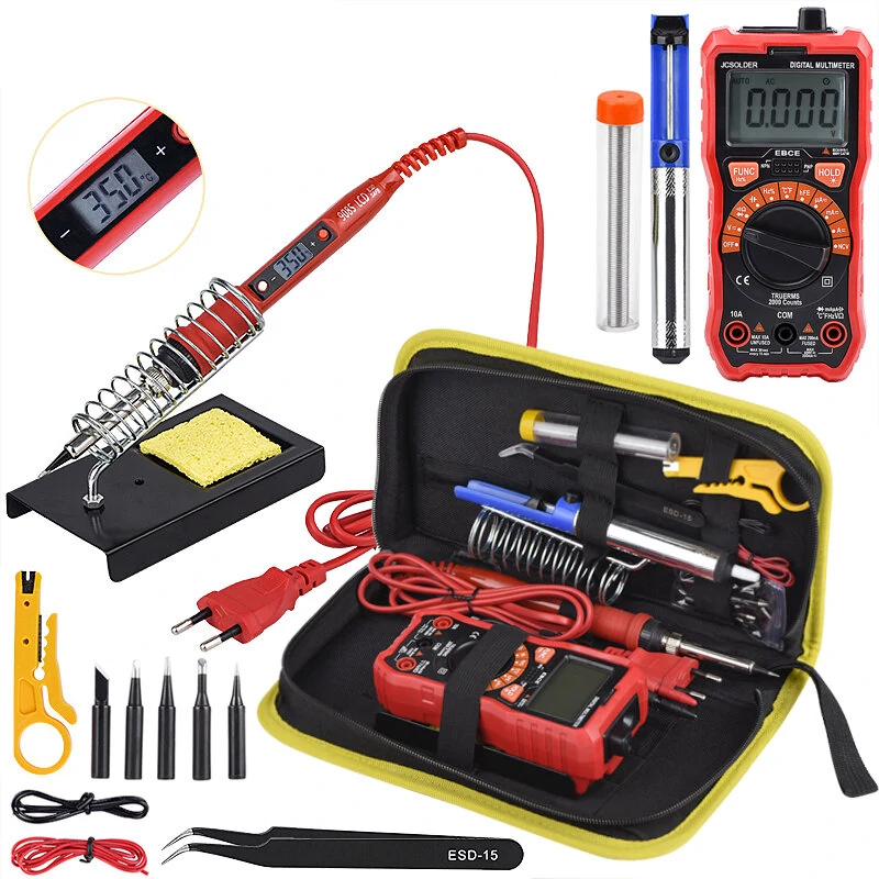 JCD 908S 80W Soldering Iron Kit | Adjustable Temp Digital Display | 110V/220V with Tips