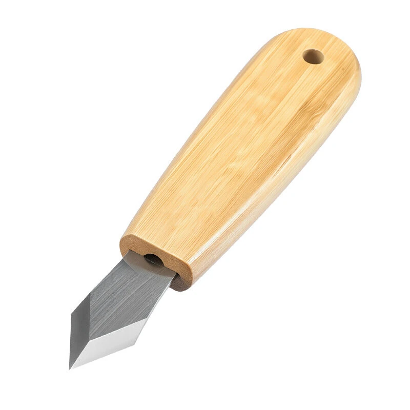 Wood Carving Knife - CR-V Steel Blade 60° Angle - 154mm Length - Ergonomic Wooden Handle