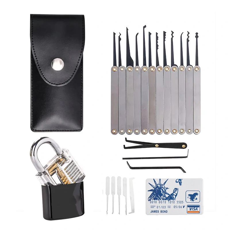 22PCS Stainless Steel Lock Pick Set - Professional Locksmith Tools with Picking Blade & Wrench