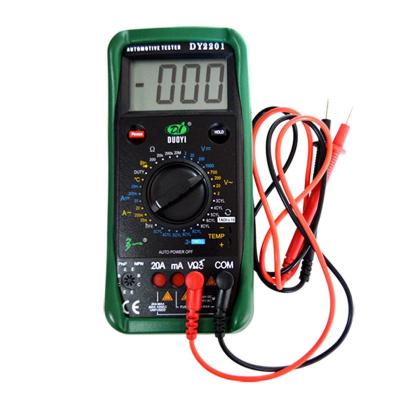 DUOYI DY2201 Digital Automotive Multimeter - Tester for RPM, Dwell Angle & Temperature