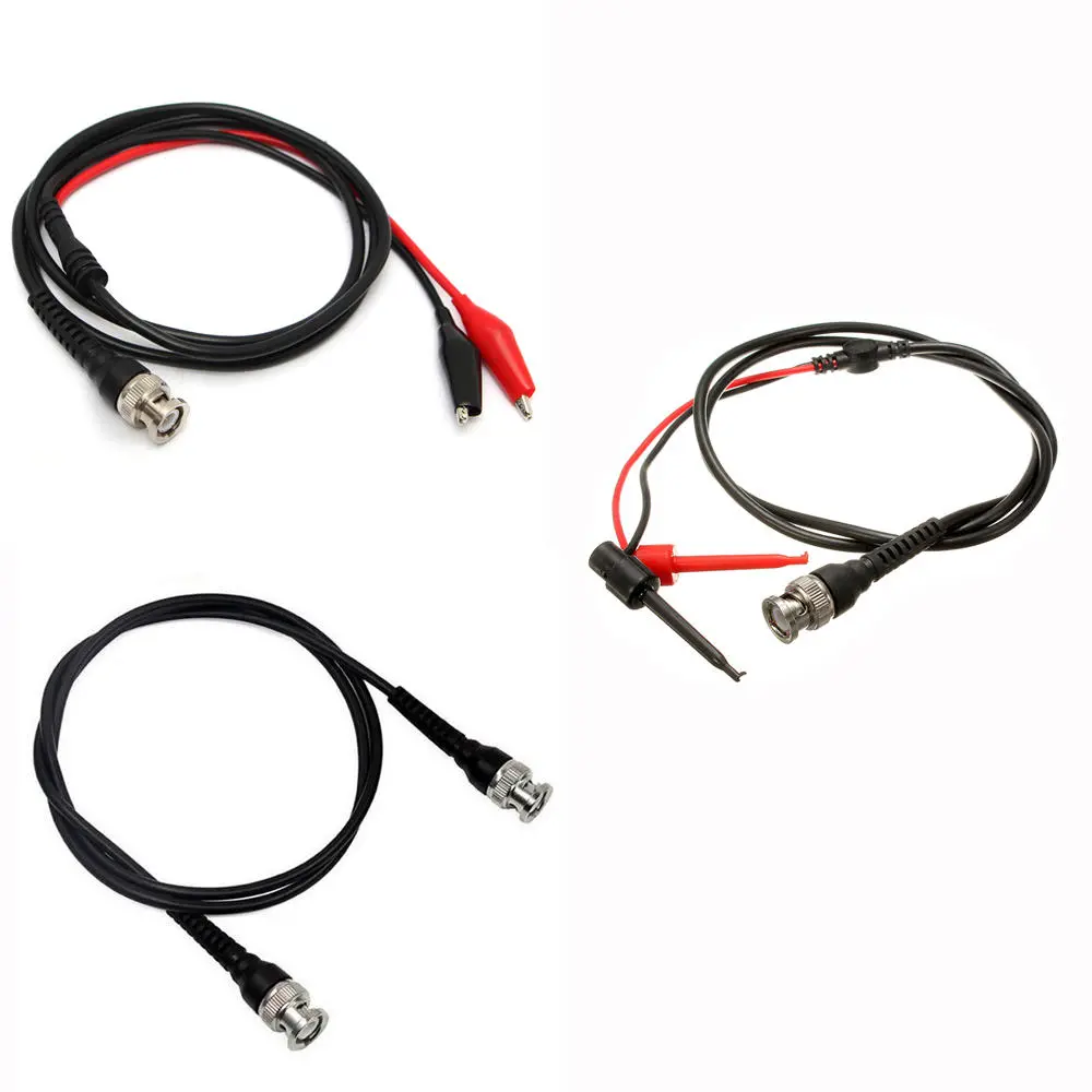 DANIU P1013 Oscilloscope Test Probe Cable Kit - BNC Q9 Male Plug to Dual Hook Clip | 100CM & 120CM Cables